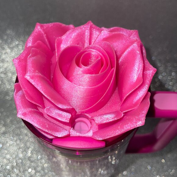3D Rose Tumbler Topper that fit the new Barbie x Stanley Icon Tumbler lids - Picture 3 of 6
